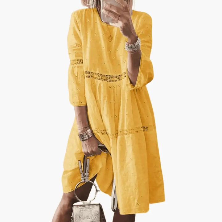 Women’s Long Sleeve Knit Dress with Relaxed Fit and Knee-Length Design