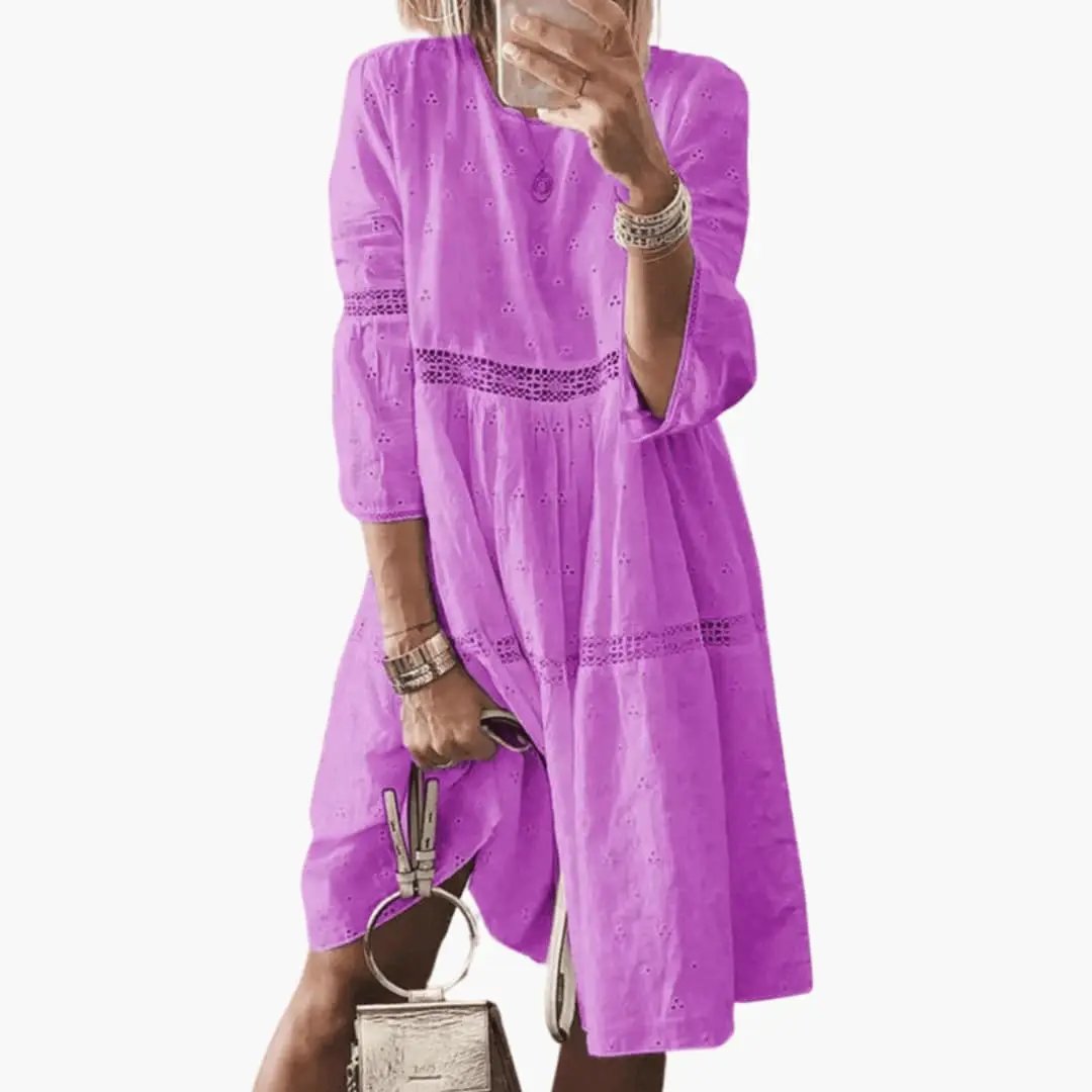 Women’s Long Sleeve Knit Dress with Relaxed Fit and Knee-Length Design