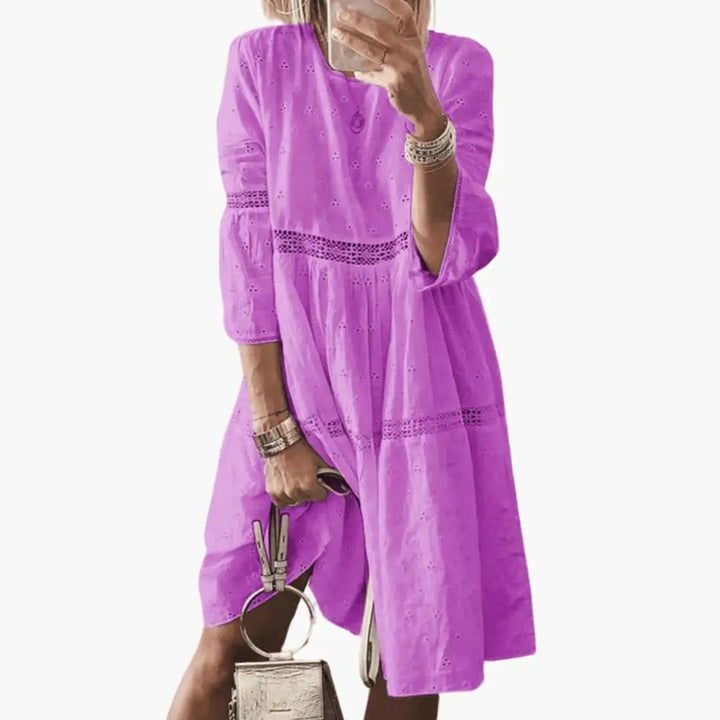 Women’s Long Sleeve Knit Dress with Relaxed Fit and Knee-Length Design
