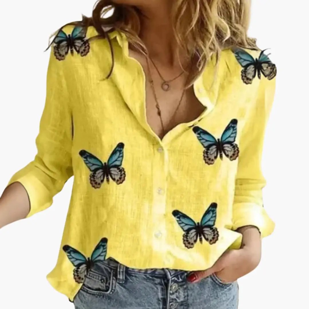 Women’s Long Sleeve Polka Dot Blouse with Button Front and Relaxed Fit