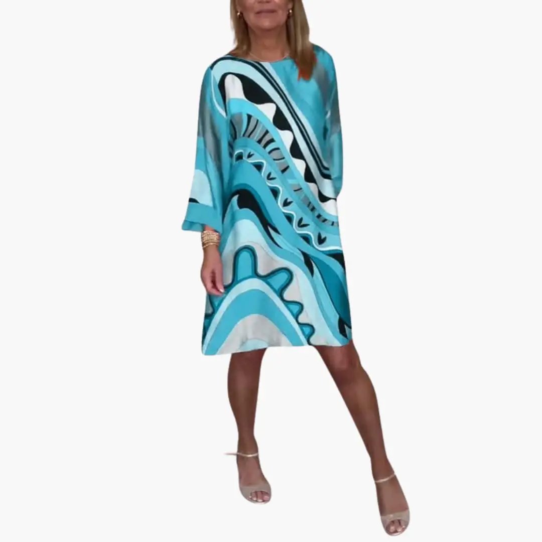 Women’s Long Sleeve Printed Dress with Loose Fit