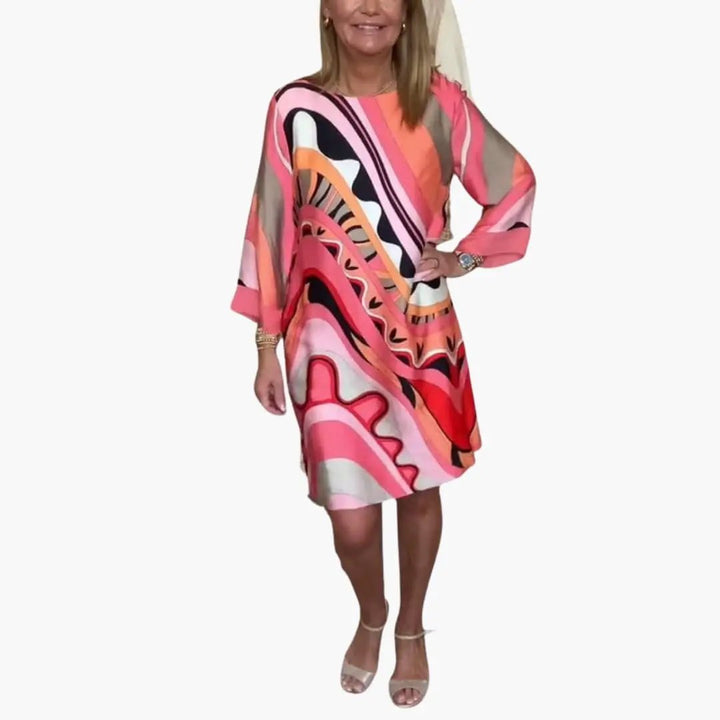 Women’s Long Sleeve Printed Dress with Loose Fit