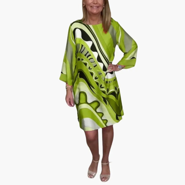 Women’s Long Sleeve Printed Dress with Loose Fit