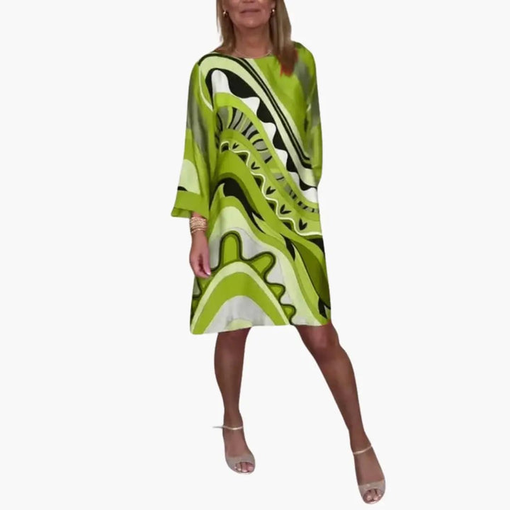 Women’s Long Sleeve Printed Dress with Loose Fit