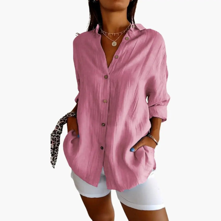 Women’s Longline Button Front Blouse Woven Top