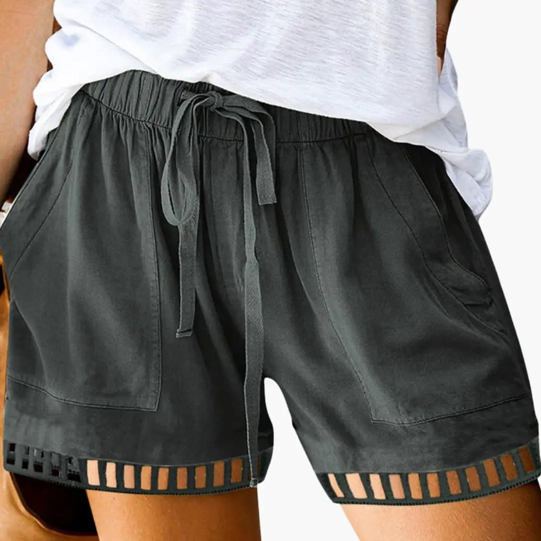 Women’s Loose Fit Drawstring Shorts with Hem Inserts