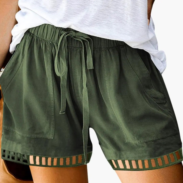 Women’s Loose Fit Drawstring Shorts with Hem Inserts