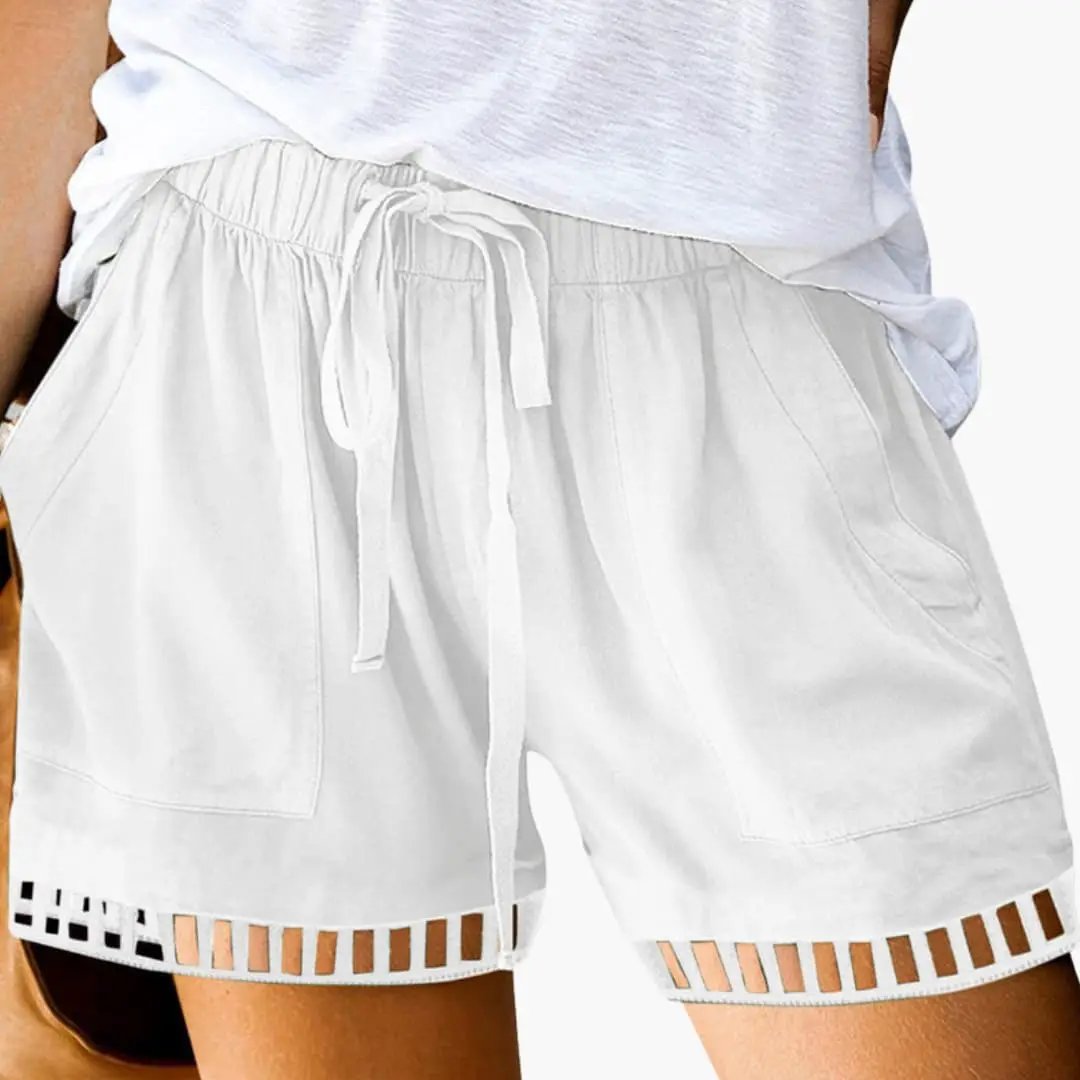 Women’s Loose Fit Drawstring Shorts with Hem Inserts