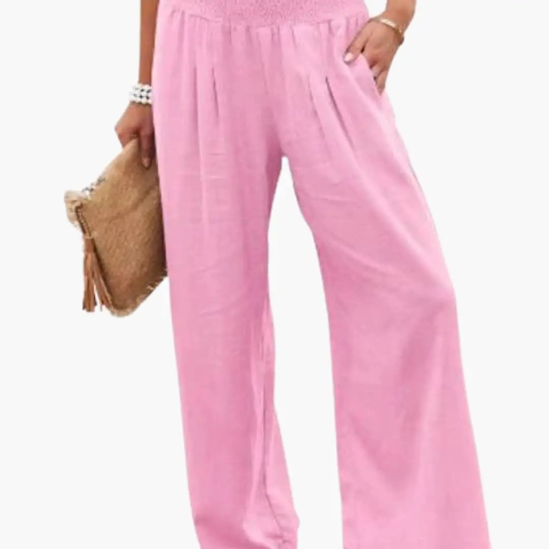 Women’s Loose Fit Pants with Elastic Waistband and Side Pockets