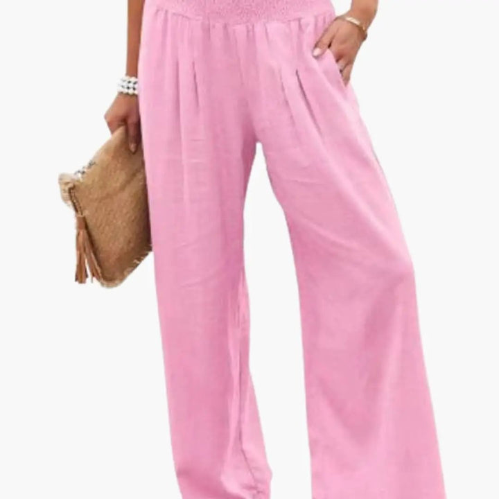 Women’s Loose Fit Pants with Elastic Waistband and Side Pockets