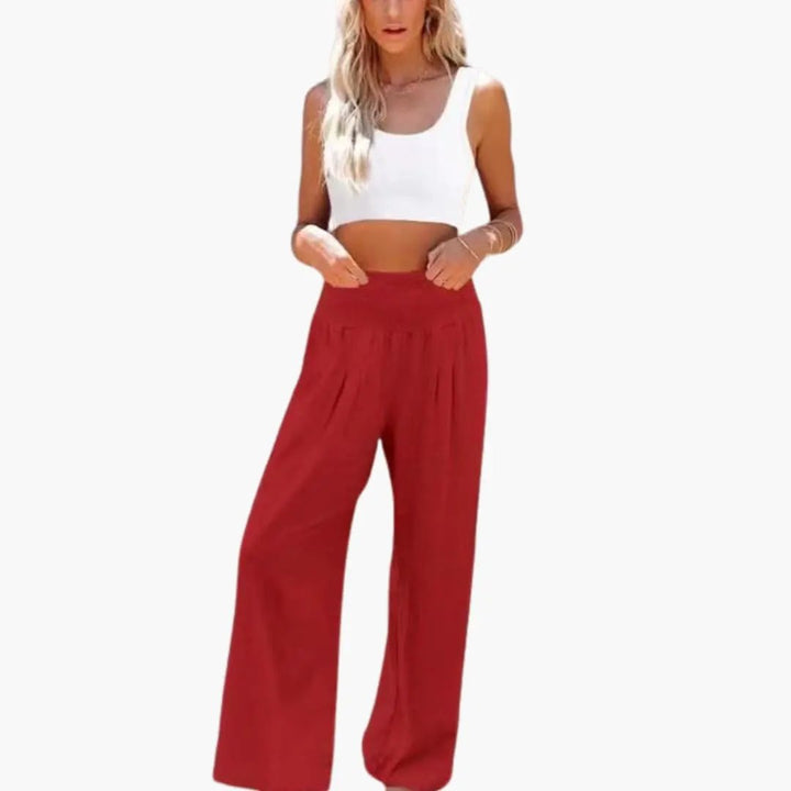 Women’s Loose Fit Pants with Elastic Waistband and Side Pockets