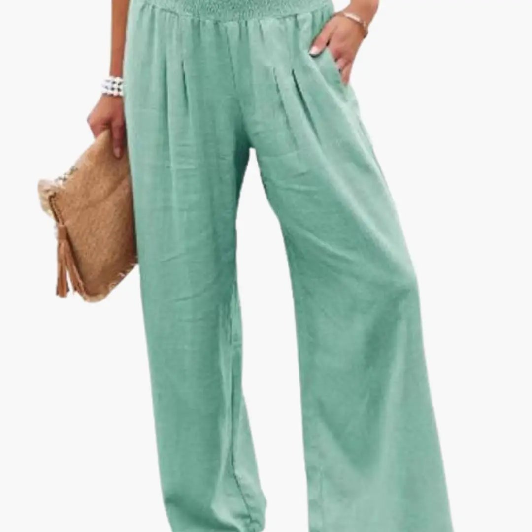 Women’s Loose Fit Pants with Elastic Waistband and Side Pockets