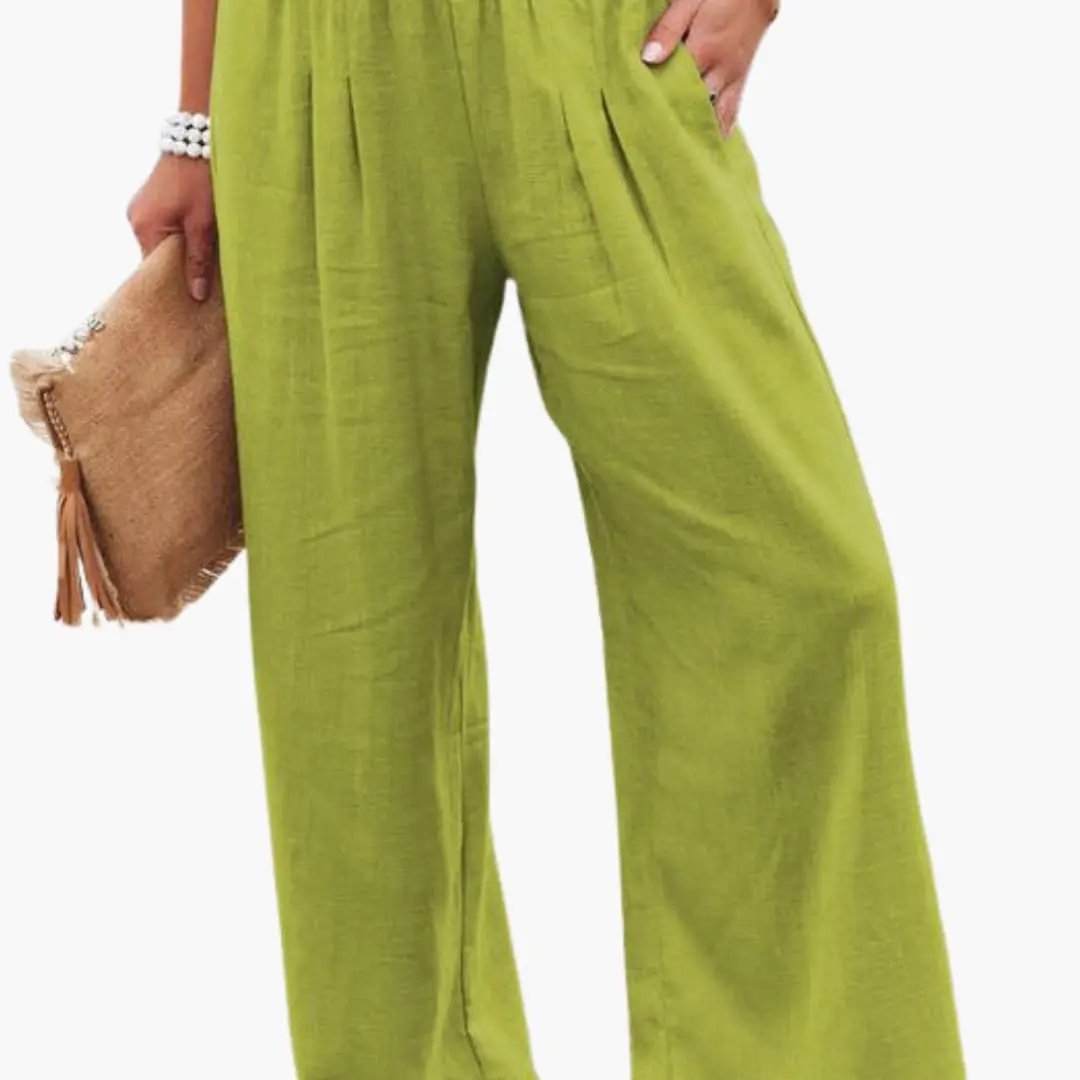 Women’s Loose Fit Pants with Elastic Waistband and Side Pockets