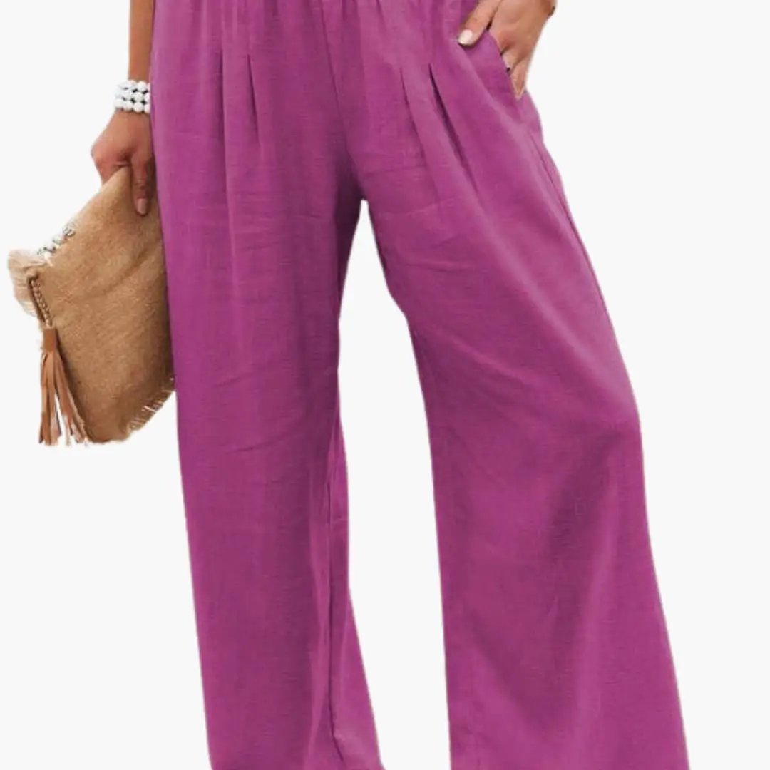 Women’s Loose Fit Pants with Elastic Waistband and Side Pockets