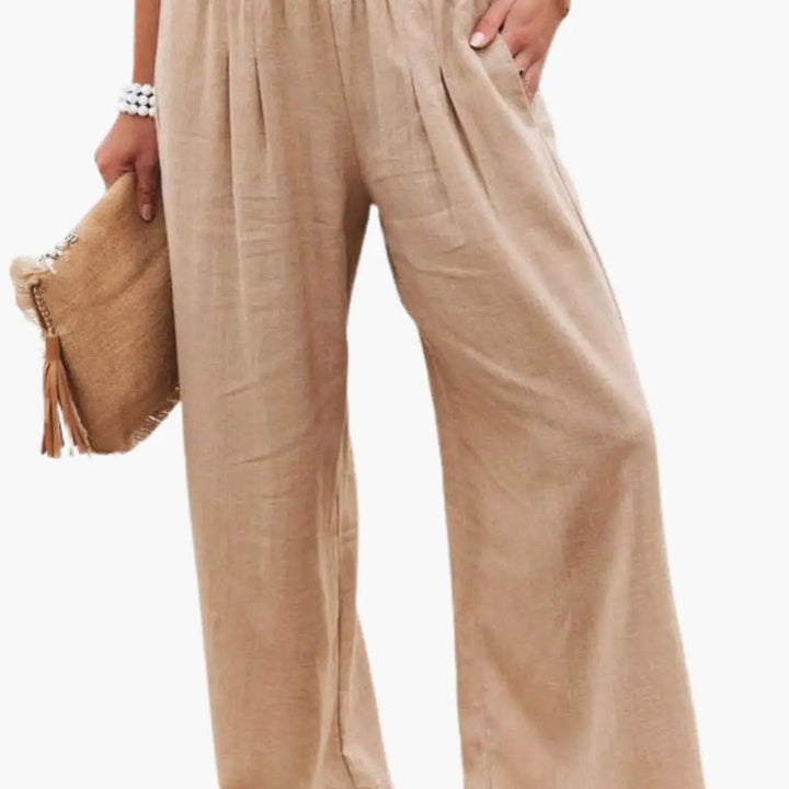Women’s Loose Fit Pants with Elastic Waistband and Side Pockets