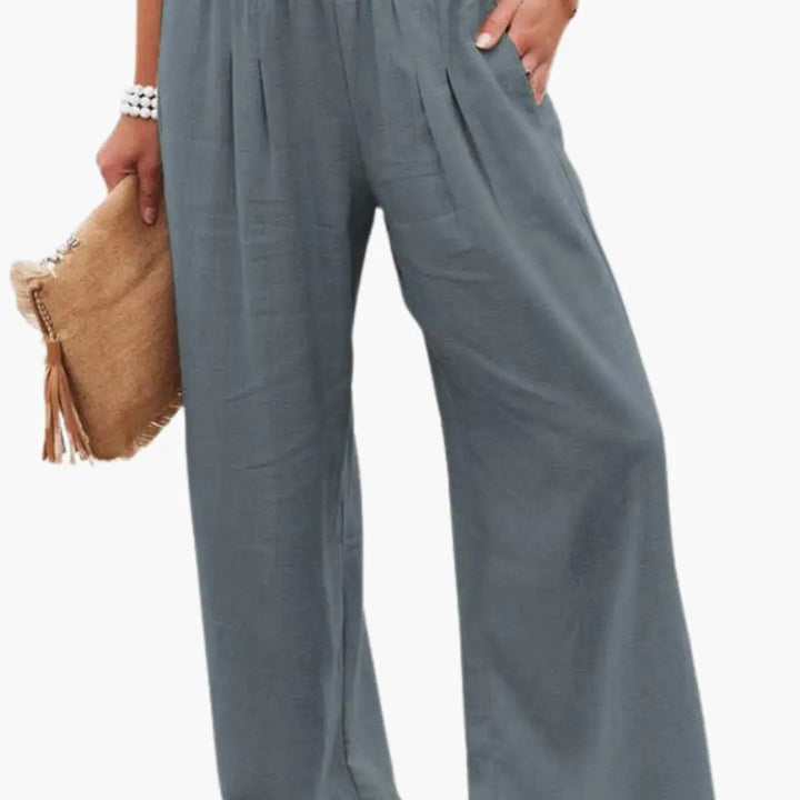 Women’s Loose Fit Pants with Elastic Waistband and Side Pockets