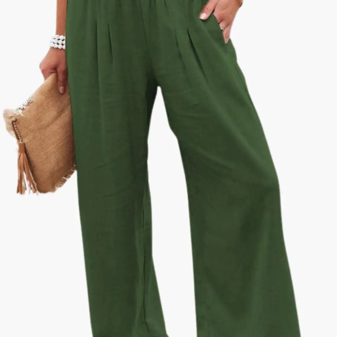 Women’s Loose Fit Pants with Elastic Waistband and Side Pockets