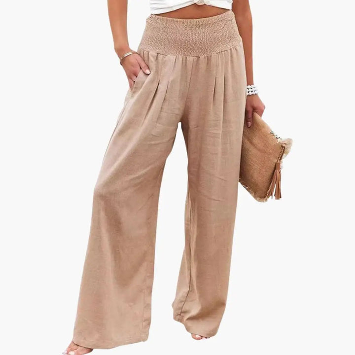 Women’s Loose Fit Pants with Elastic Waistband and Side Pockets