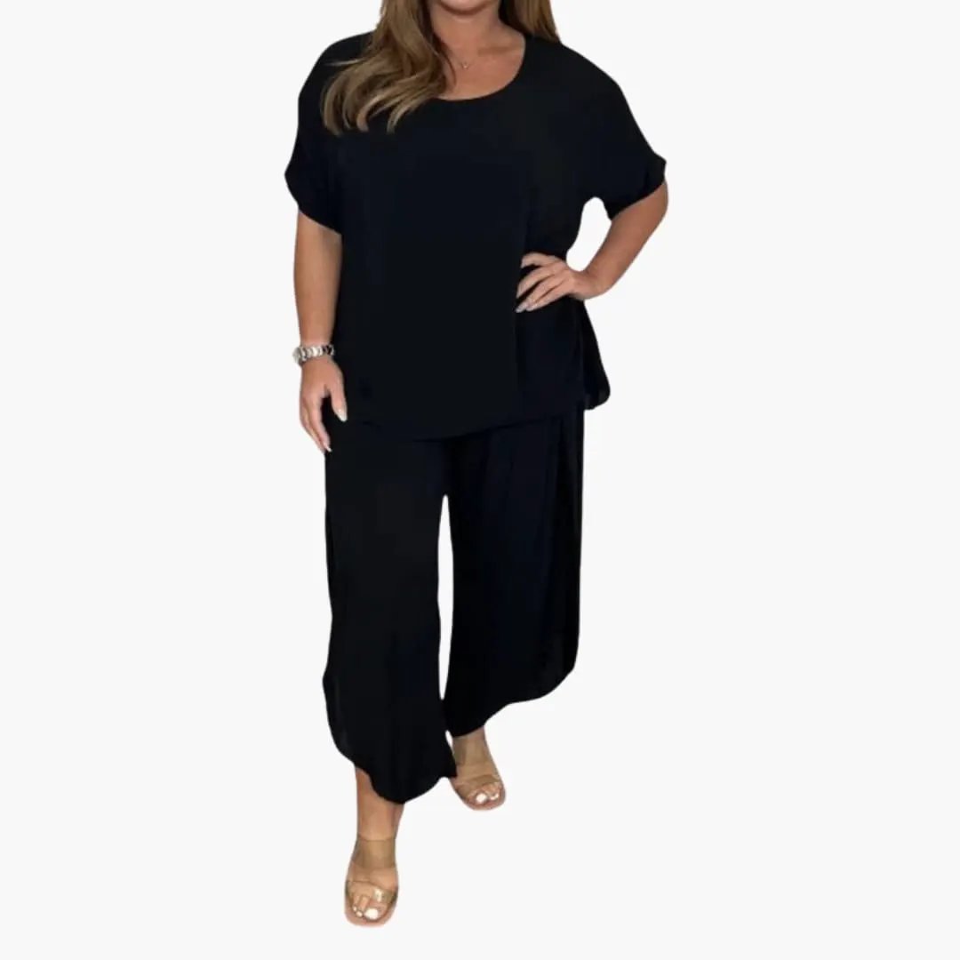 Women's Loose Top and Wide Leg Trousers Two-Piece Set