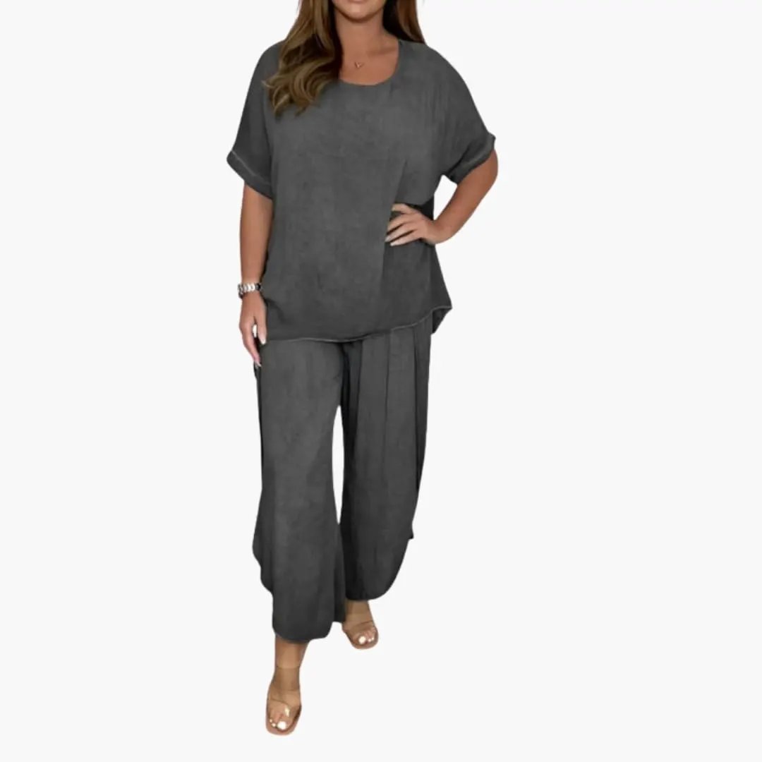 Women's Loose Top and Wide Leg Trousers Two-Piece Set