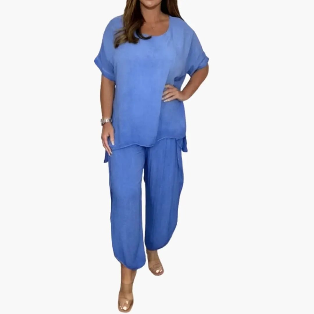 Women's Loose Top and Wide Leg Trousers Two-Piece Set