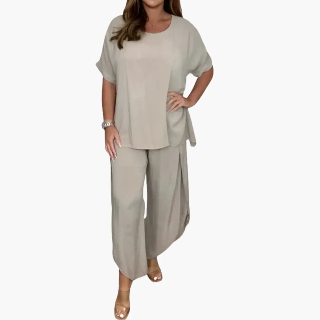 Women's Loose Top and Wide Leg Trousers Two-Piece Set