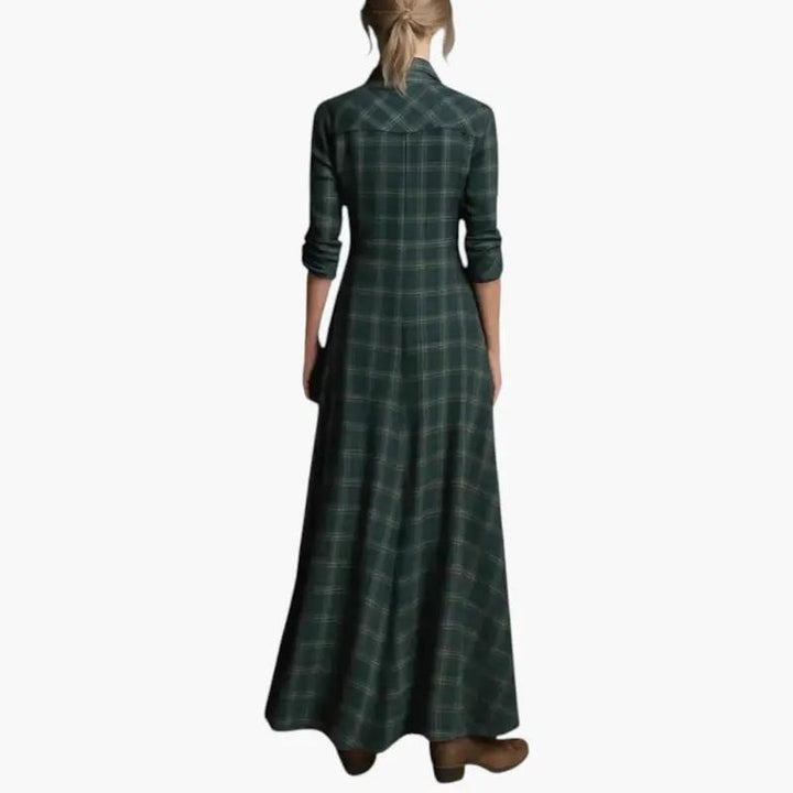 Women's Maxi Dress with Button Closure and Side Pockets