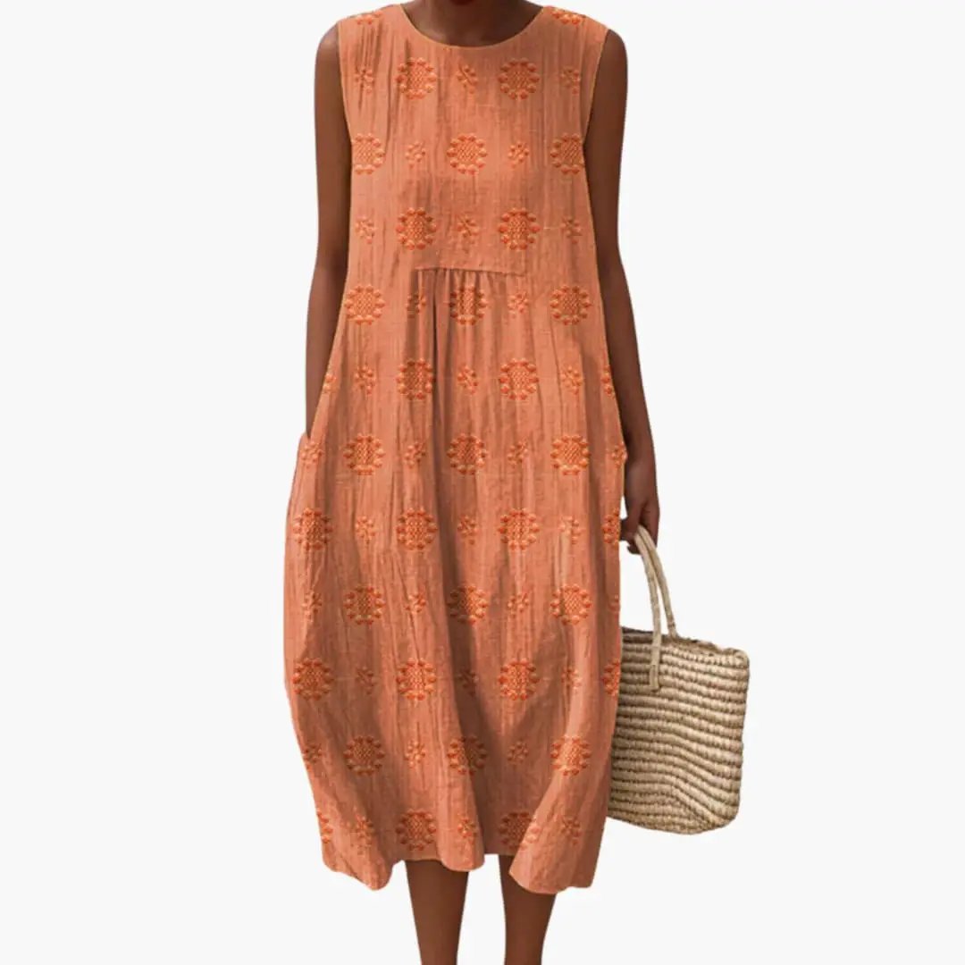 Women's Maxi Dress with Sleeveless Design and Side Pockets