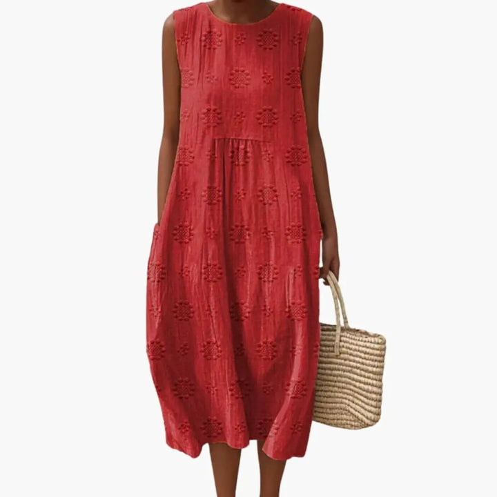 Women's Maxi Dress with Sleeveless Design and Side Pockets