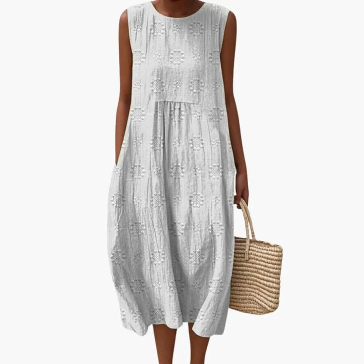 Women's Maxi Dress with Sleeveless Design and Side Pockets