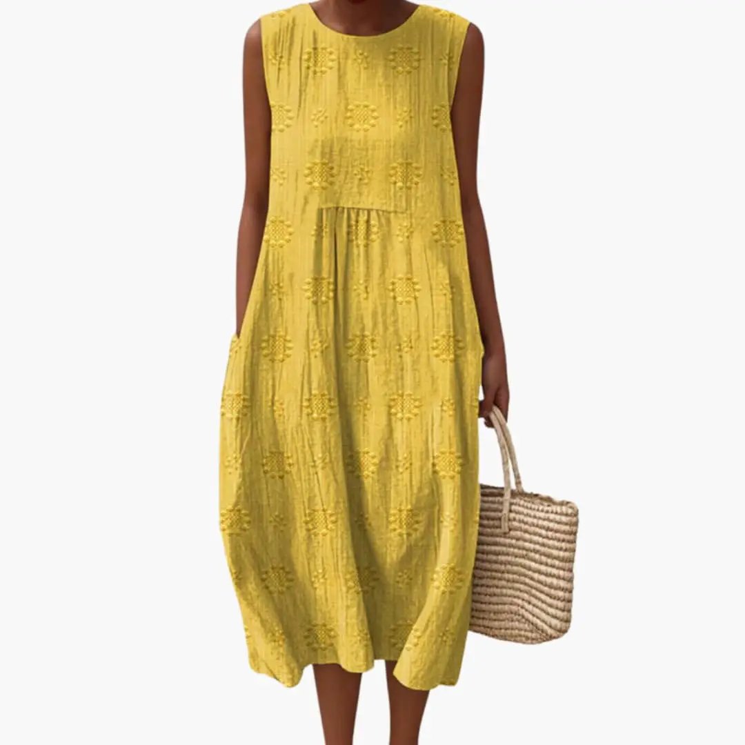 Women's Maxi Dress with Sleeveless Design and Side Pockets