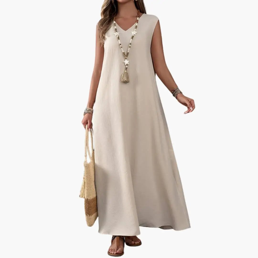 Women’s Maxi Dress with V Neck and Side Slit