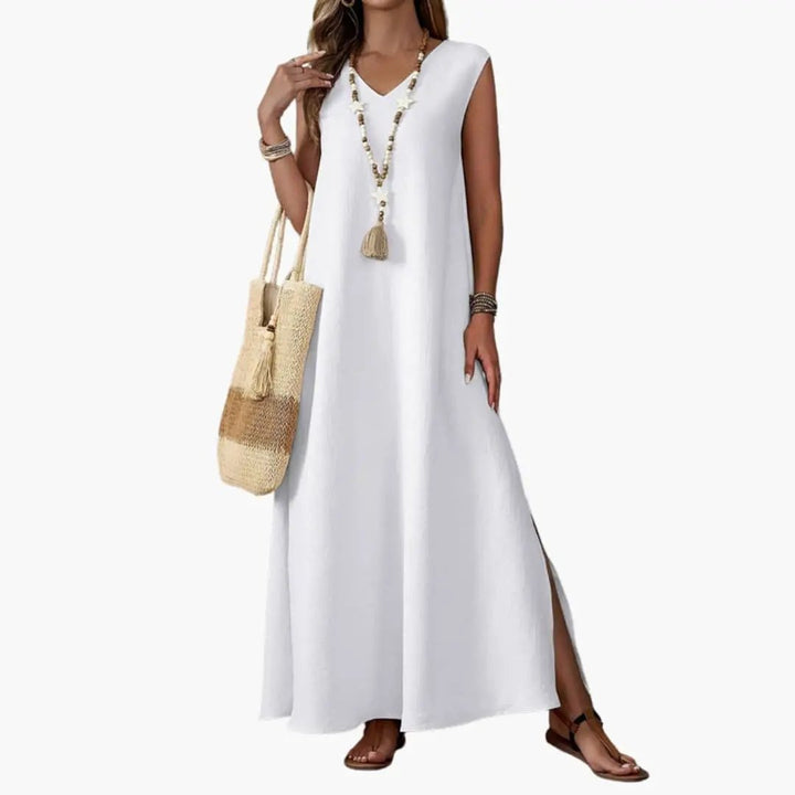 Women’s Maxi Dress with V Neck and Side Slit