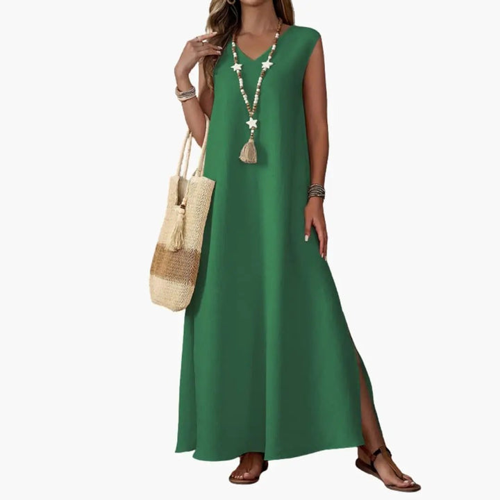 Women’s Maxi Dress with V Neck and Side Slit