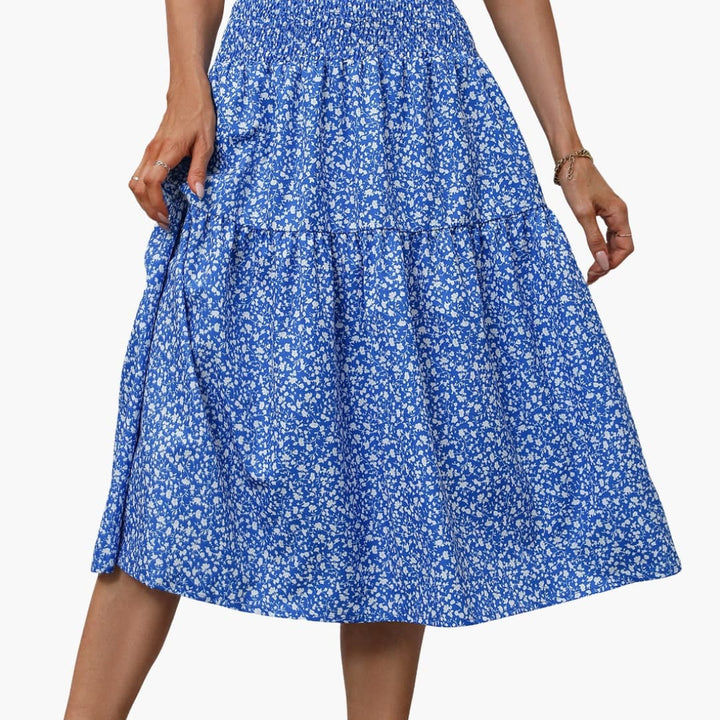 Women's Maxi Skirt with Elastic Waistband and Printed Surface