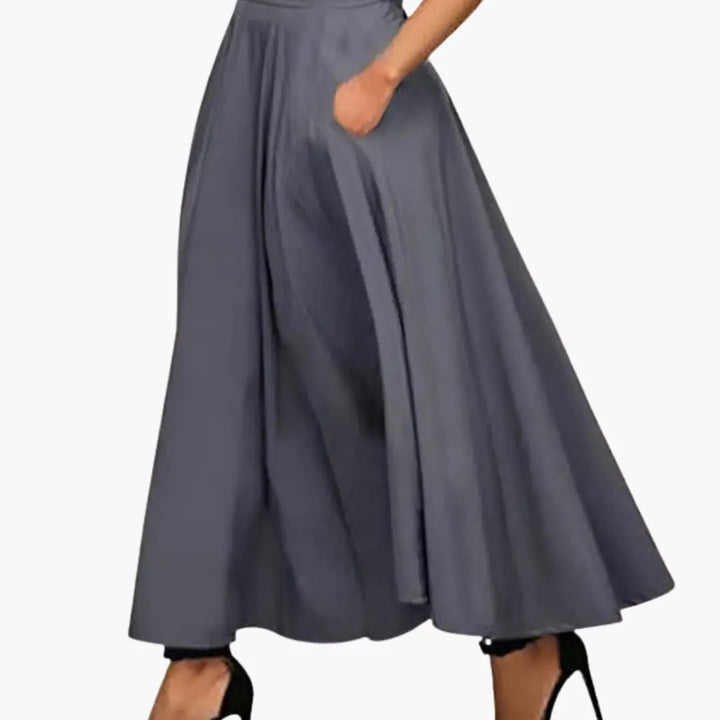 Women's Maxi Skirt with Elastic Waistband and Straight Hem