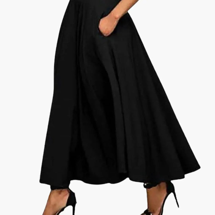 Women's Maxi Skirt with Elastic Waistband and Straight Hem