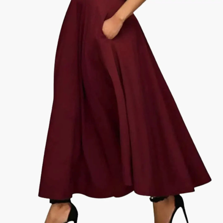 Women's Maxi Skirt with Elastic Waistband and Straight Hem