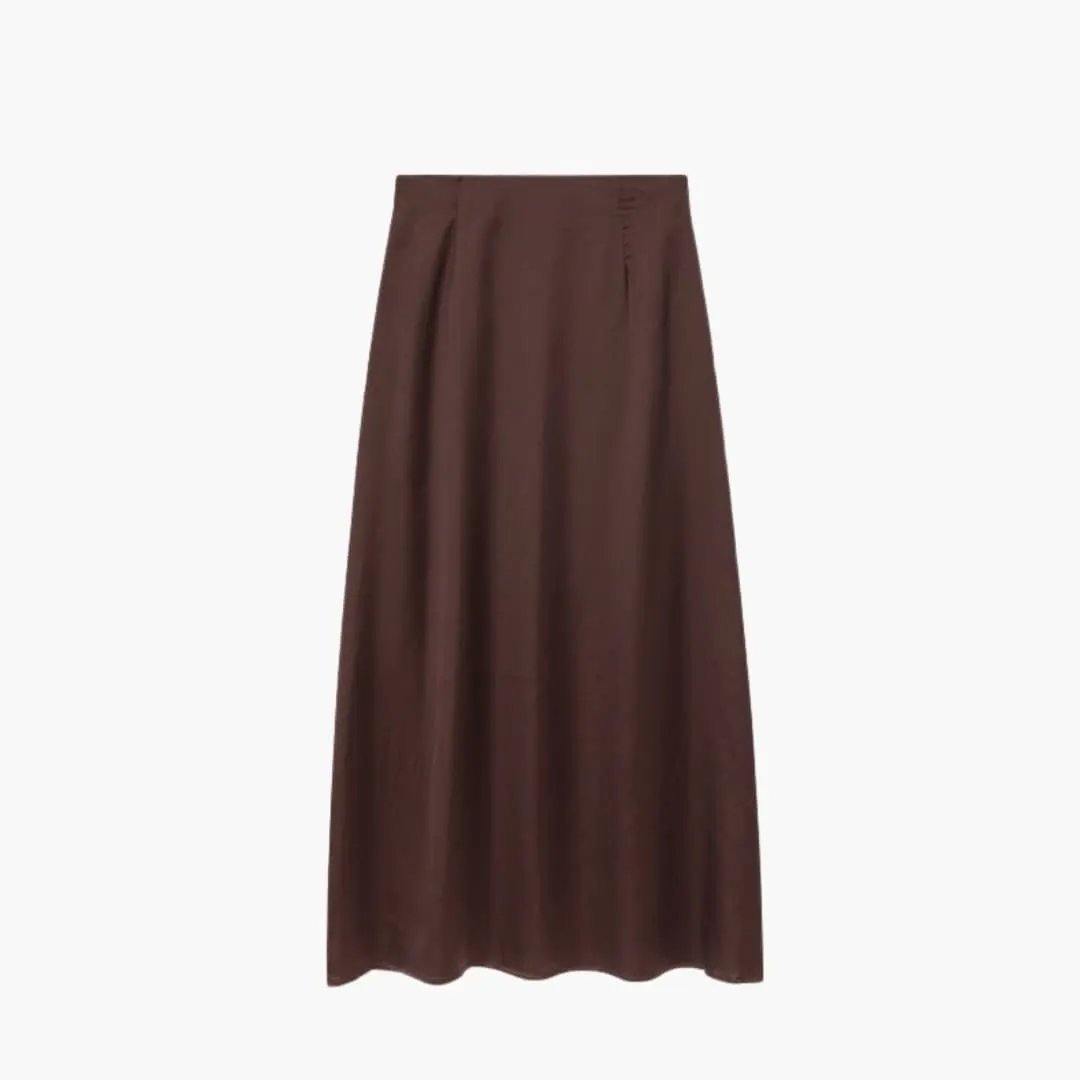 Women's Maxi Skirt with High Waist and Satin Surface