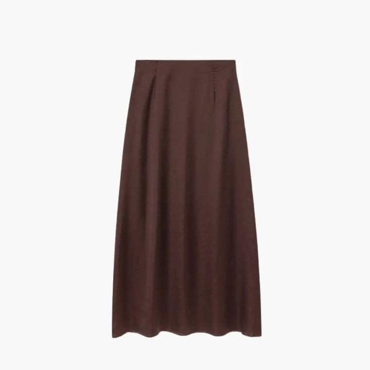 Women's Maxi Skirt with High Waist and Satin Surface