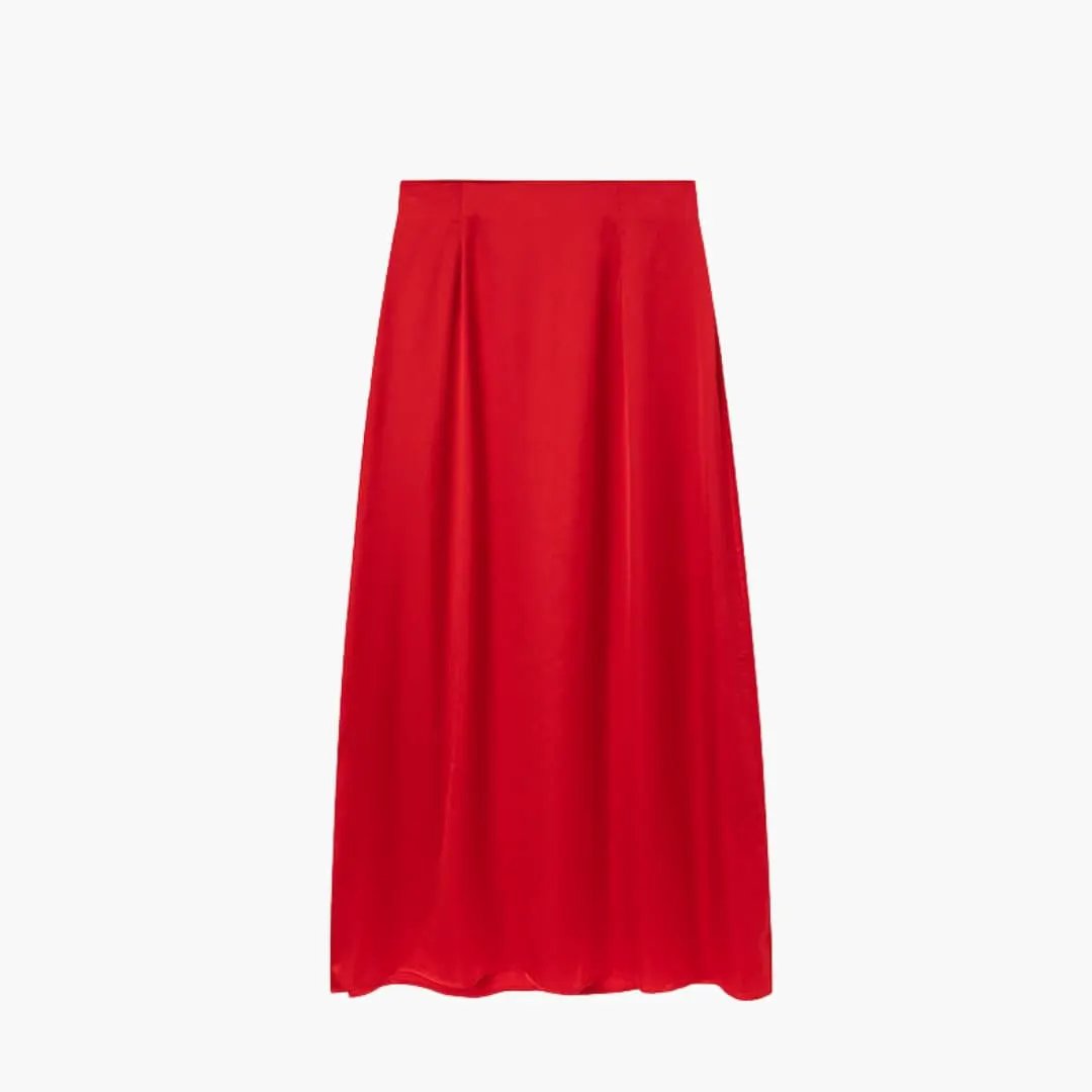 Women's Maxi Skirt with High Waist and Satin Surface