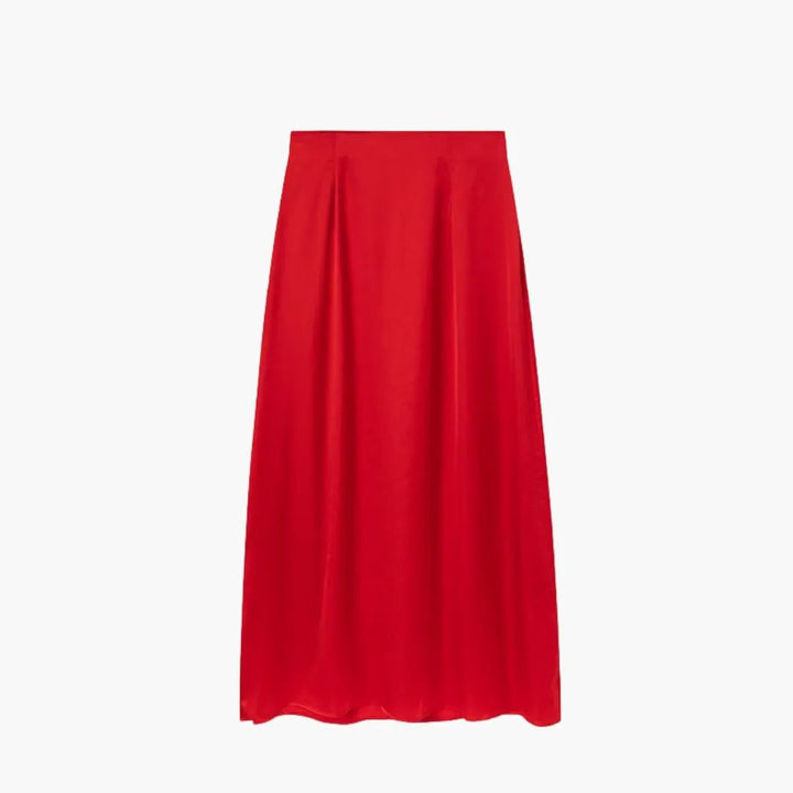 Women's Maxi Skirt with High Waist and Satin Surface