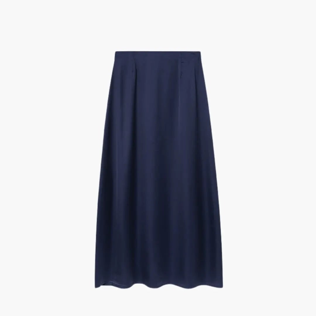 Women's Maxi Skirt with High Waist and Satin Surface