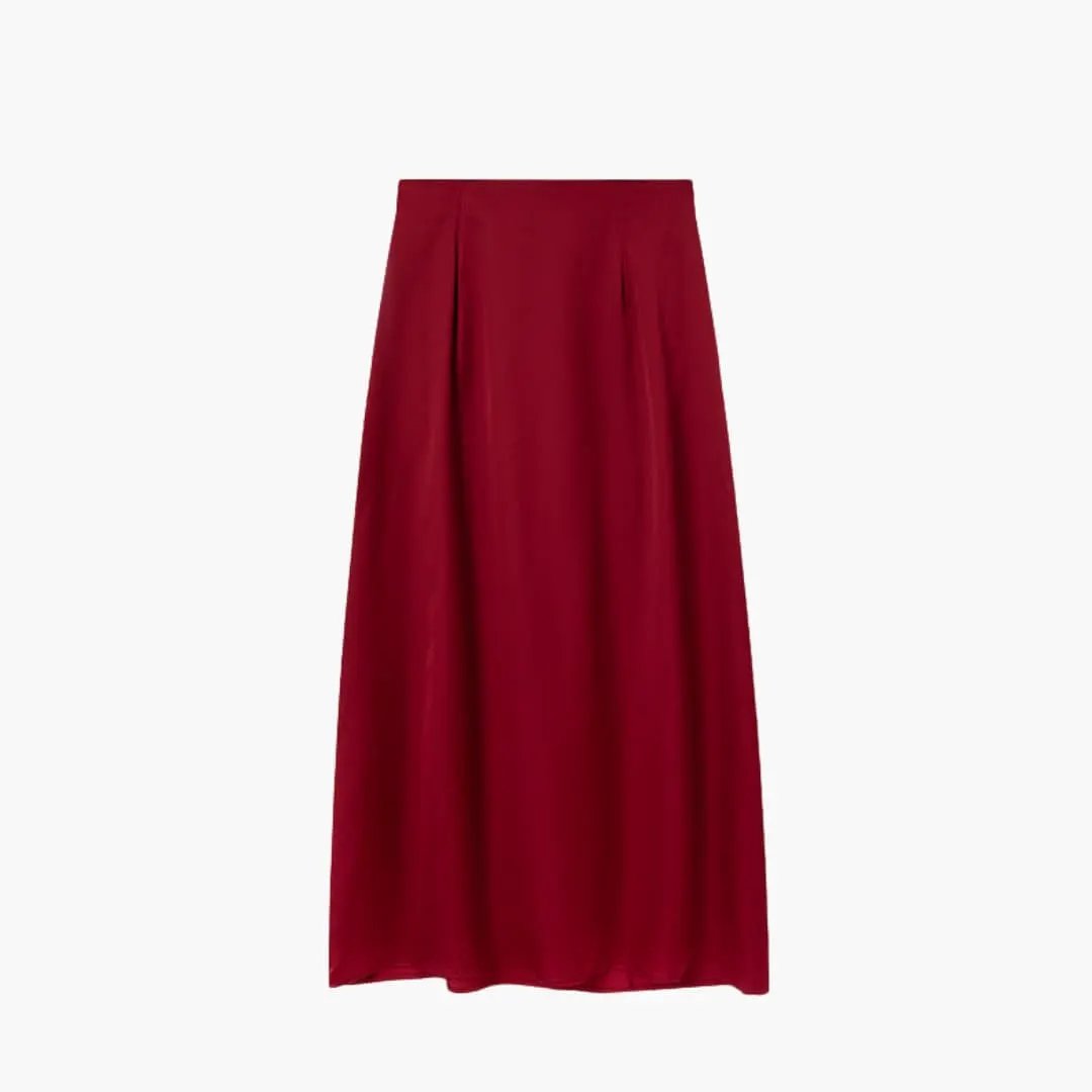 Women's Maxi Skirt with High Waist and Satin Surface