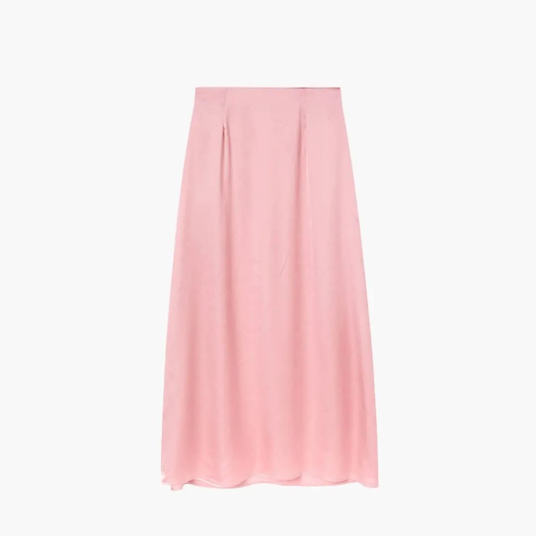 Women's Maxi Skirt with High Waist and Satin Surface