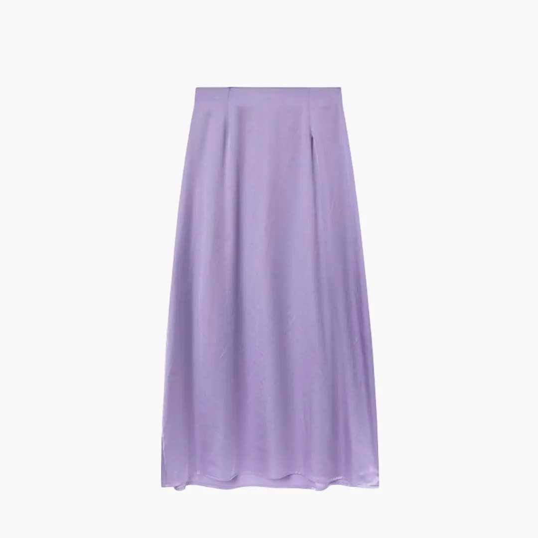 Women's Maxi Skirt with High Waist and Satin Surface