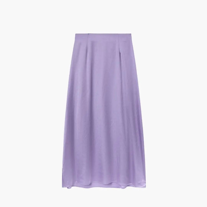 Women's Maxi Skirt with High Waist and Satin Surface