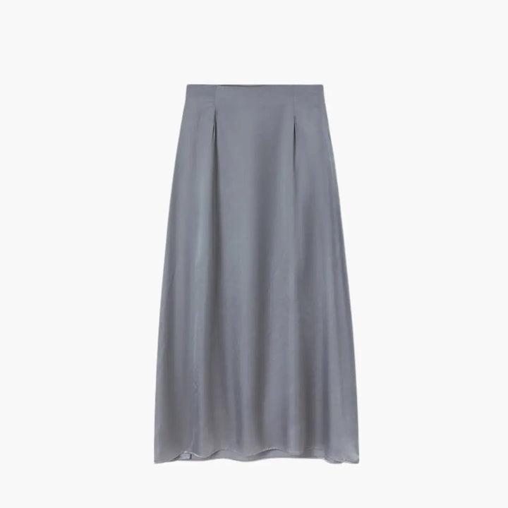 Women's Maxi Skirt with High Waist and Satin Surface