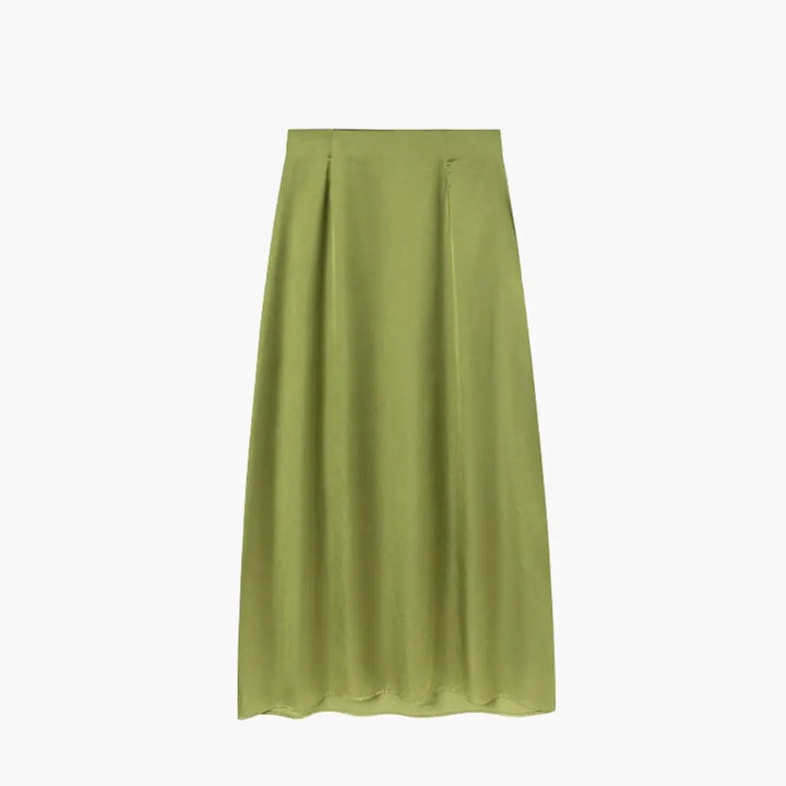 Women's Maxi Skirt with High Waist and Satin Surface