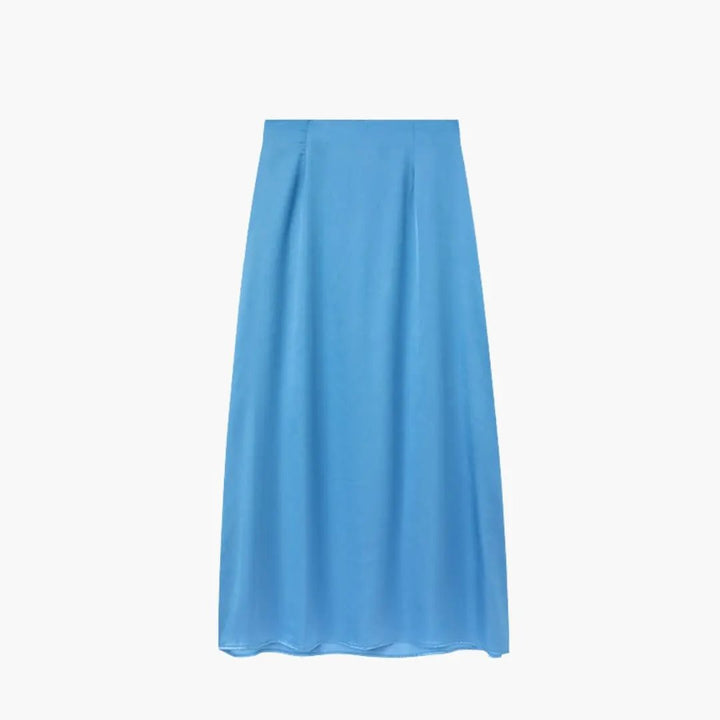 Women's Maxi Skirt with High Waist and Satin Surface